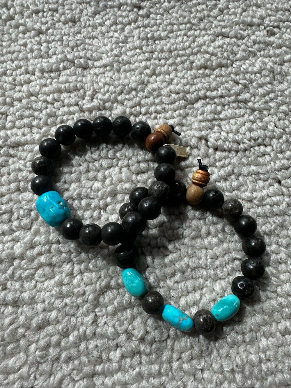 Judith Bright dolomite bead and turquoise bracelet set